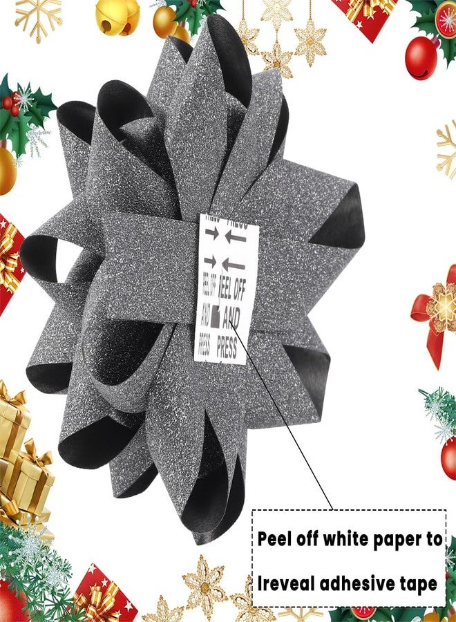 YUJUN 23PCS Christmas Gift Bows Decoration Set Xmas Pull Paper Present Bows Assortment with Christmas Gift Ribbons Wrapping Bows for Christmas New Year Wedding Decoration(Black Gold) - Image 3